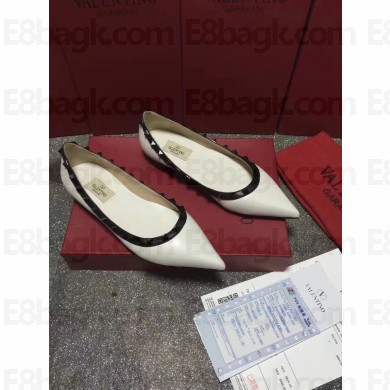 Valentino sheepskin rockstud ballet flats white and black