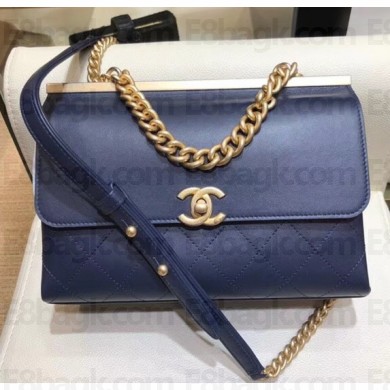 Chanel Coco Luxe Small Flap Bag A57086 Navy Blue 2018