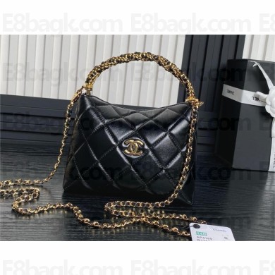 chanel Shiny Lambskin & Gold-Tone Metal, Black clutch with chain Ap4189 2024
