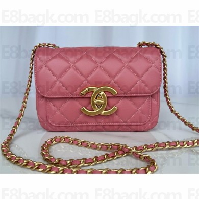 chanel Shiny Lambskin & Gold-Tone Metal Pink Mini Flap Bag AS5026 2024