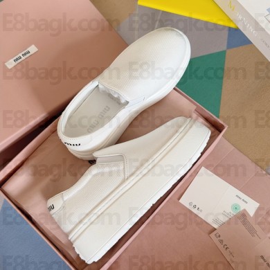Miu Miu Washed cotton drill sneakers 5S152E white 2024