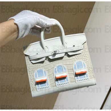 Hermes Birkin Faubourg 20 Sellier Neige (Snow) White Alligator Bag 2025 (original quality)