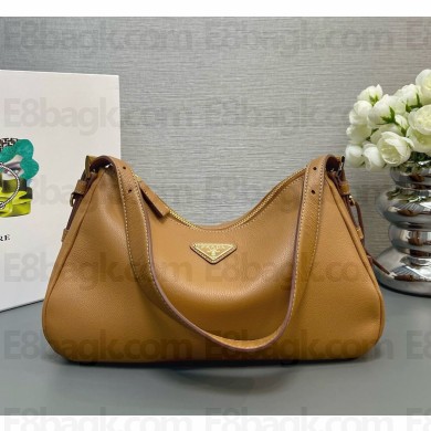 Prada Aimée small leather shoulder bag 1BC229 Caramel 2024