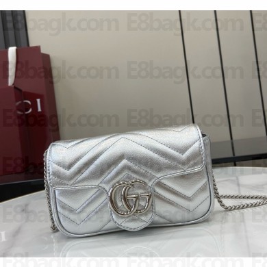 Gucci GG Marmont Super Mini Bag 476433 silver leather 2024