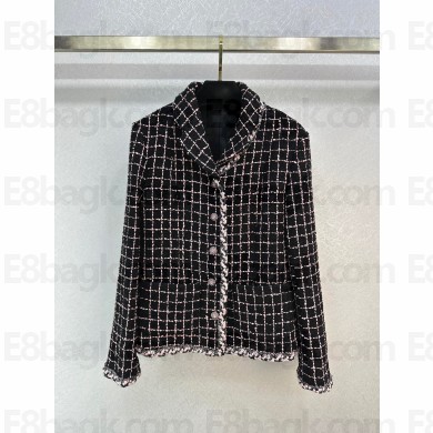 CHANEL Black, Pink & Silver WOOL TWEED JACKET  P75802 2023 FW