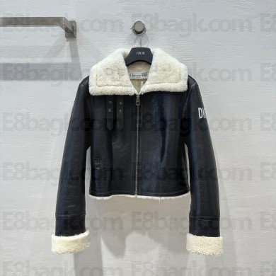 dior Black Lambskin and Beige Shearling jacket 2023 FW