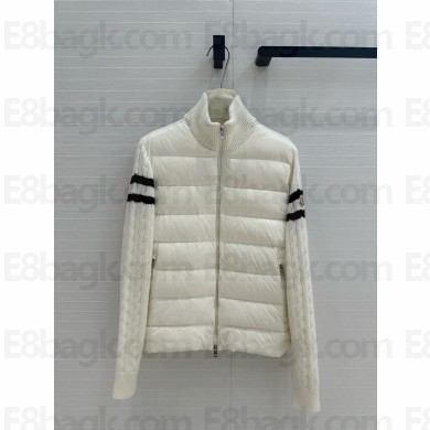 MONCLER Padded Wool Zip-Up Cardigan white 2024