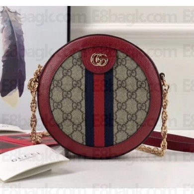Gucci Ophidia Mini GG Canvas Round Shoulder Bag 550618 Red 2018
