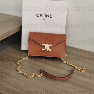 celine Wallet on Chain TRIOMPHE in Shiny calfskin tan 2023