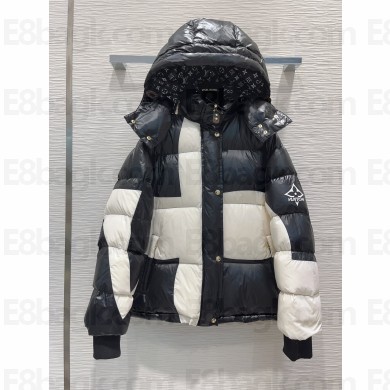 LV SKI Abstract Monogram Flower Puffer Jacket black/white 2023