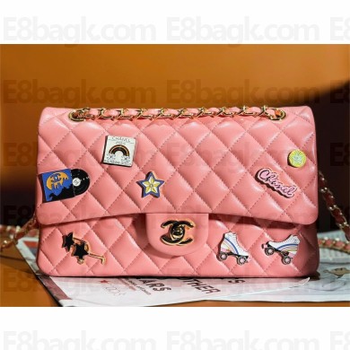 chanel Lambskin, Enamel & Gold-Tone Metal Classic Handbag A01112 pink 2024