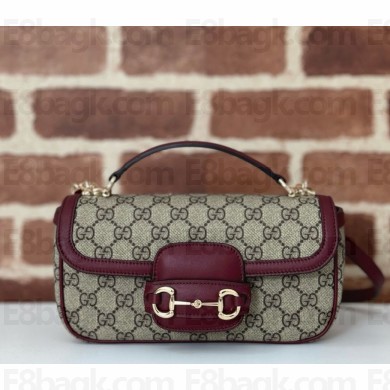 Gucci Horsebit 1955 Soft small top handle bag 815206 Gucci Rosso Ancora red leather trim 2024