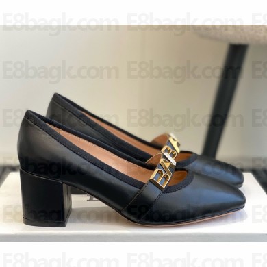 Bally  Spell 50mm lettering-detail leather pumps black 2025