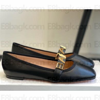 Bally Balby Squared Toe Ballet Flats black leather 2025