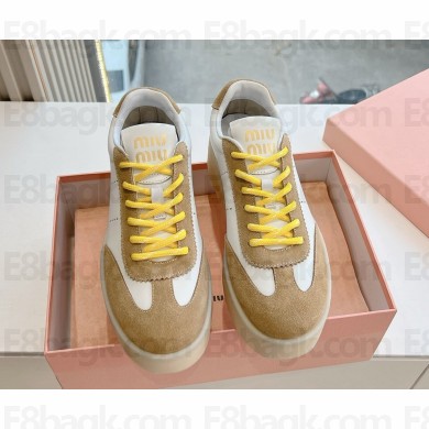 MIU MIU suede and calf leather sneakers White/beige 2025