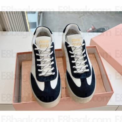 MIU MIU suede and calf leather sneakers White/black 2025