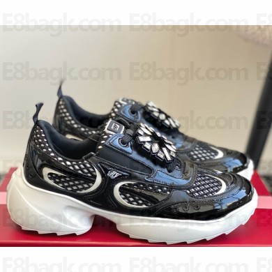 Roger Vivier Embellished leather-trimmed sneakers BLACK 2025