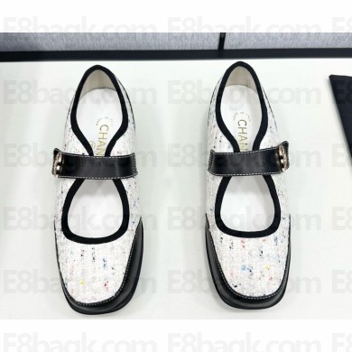 Chanel Ballet flats silk &sheepskin with CC logo white/black 2025