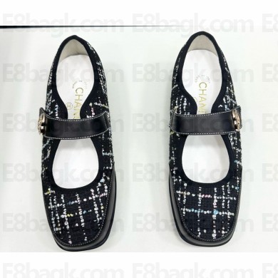 Chanel Ballet flats silk &sheepskin with CC logo black 2025