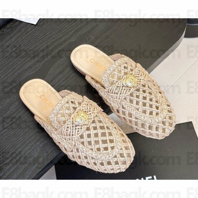 Chanel mules Hemp Rope with CC logo beige 2025