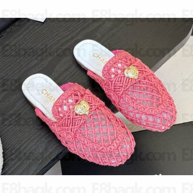 Chanel mules Hemp Rope with CC logo pink 2025