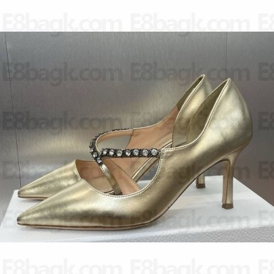 Dior heel 7cm sheepskin pumps with crystal gold 2025