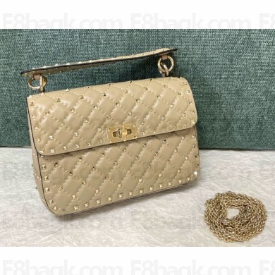 Valentino Garavani Rockstud spike sheepskin medium shoulder bag beige 2024