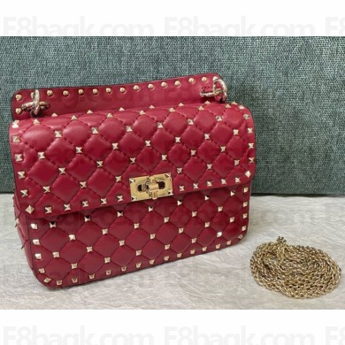 Valentino Garavani Rockstud spike sheepskin medium shoulder bag red 2024