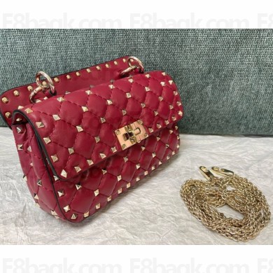 Valentino Garavani Rockstud spike sheepskin small shoulder bag red 2024