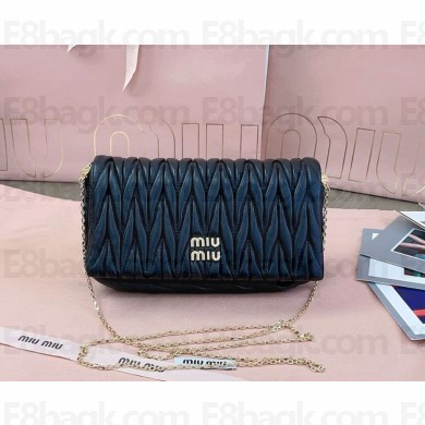 MIU MIU Matelassé nappa leather mini-bag 5BP086 Black 2024