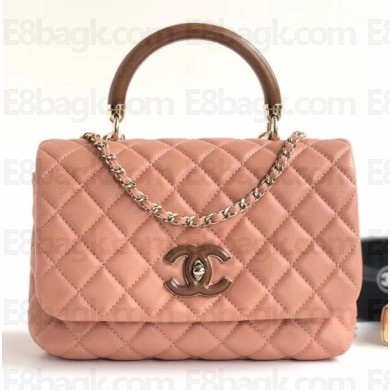 Chanel Knock On Wood Top Handle Flap Bag A57342 Apricot 2018