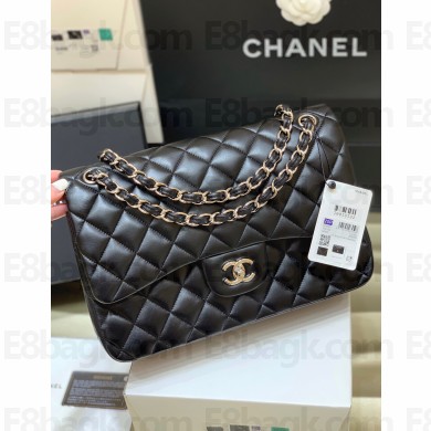 Chanel Original Quality Large Classic Flap Bag 58600 in Sheepskin Black with Silver Hardware