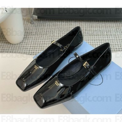 Prada Women's black Patent Leather Mary Jane ballerina shoes 1206-2024