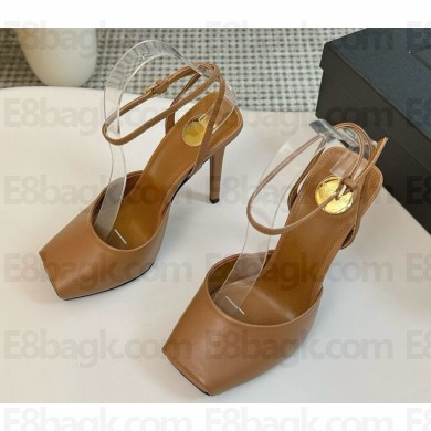 Saint Laurent La Scandale 105 leather sandals Brown 2025