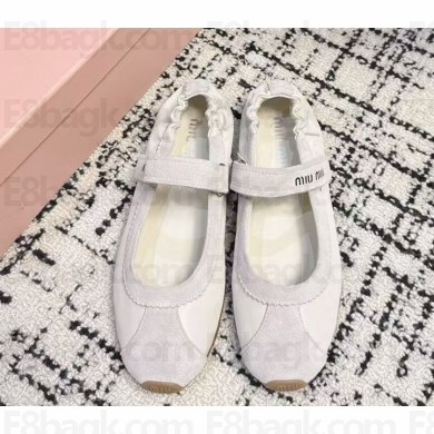 Miu Miu suede leather Mary Janes white 1206-2024
