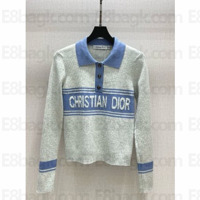 Dior Nylon and wool Collar Sweater white/blue 1101-2024