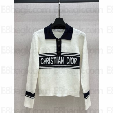 Dior Nylon and wool Collar Sweater white/black 1101-2024