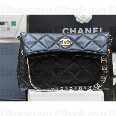 Chanel Lambskin & Gold-Tone Metal Small Hobo Bag AS4754 Black 2024(original quality)