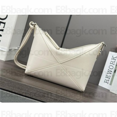 Loewe Puzzle Fold wash bag in shiny calfskin white 2024