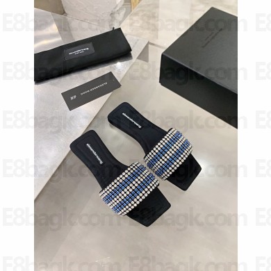 alexander wang crystal slides blue