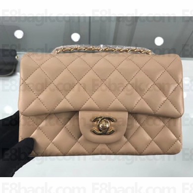 Chanel Lambskin Quilted Leather Classic Flap Bag A1116 Apricot/Gold