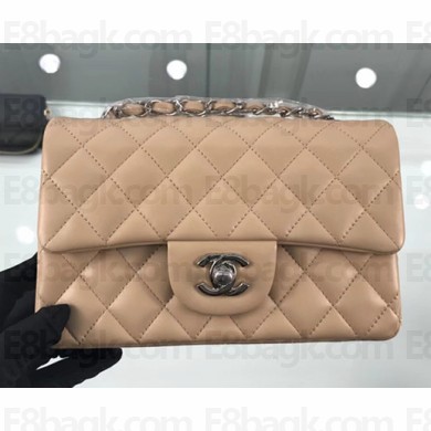 Chanel Lambskin Quilted Leather Classic Flap Bag A1116 Apricot/Silver
