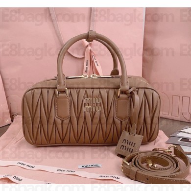 MIU MIU Arcadie matelassé nappa leather bag 5BB148 Caramel 2024