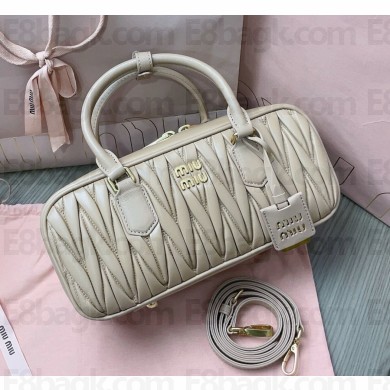 MIU MIU Arcadie matelassé nappa leather bag 5BB148 nude pink 2024