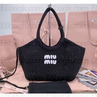 Miu Miu IVY woven tote bag 5BG281 black 2024