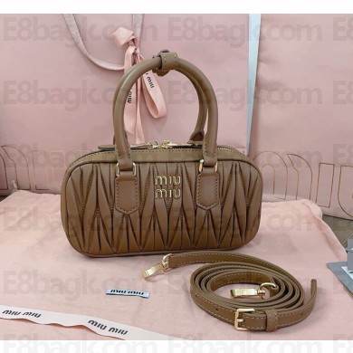 MIU MIU Arcadie matelassé nappa leather mini-bag 5BP088 Caramel 2024