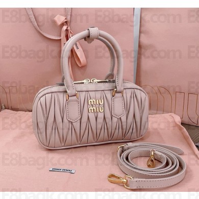 MIU MIU Arcadie matelassé nappa leather mini-bag 5BP088 Powder Pink 2024