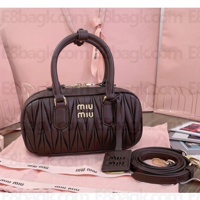 MIU MIU Arcadie matelassé nappa leather mini-bag 5BP088 Briarwood 2024