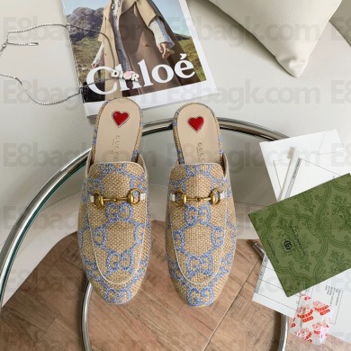 Gucci beige and BLUE Women's GG Princetown slipper 475094 2022