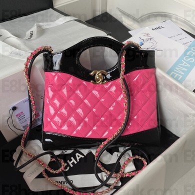 chanel mini 31 bag in patent leather AS4133 PINK/BLACK 2023